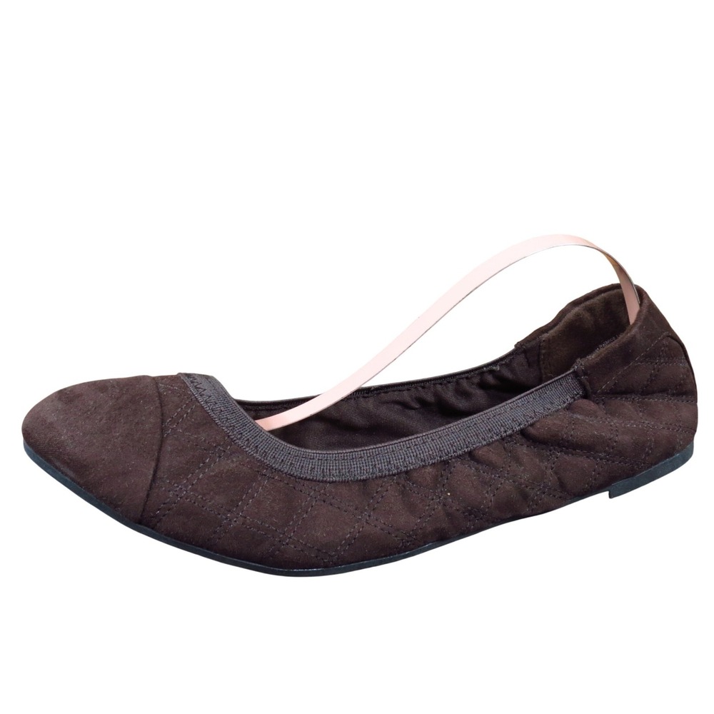 Dexflex Comfort Claire Women's 7 Brown‎ Faux Suede Scrunch Ballet Flats Casual